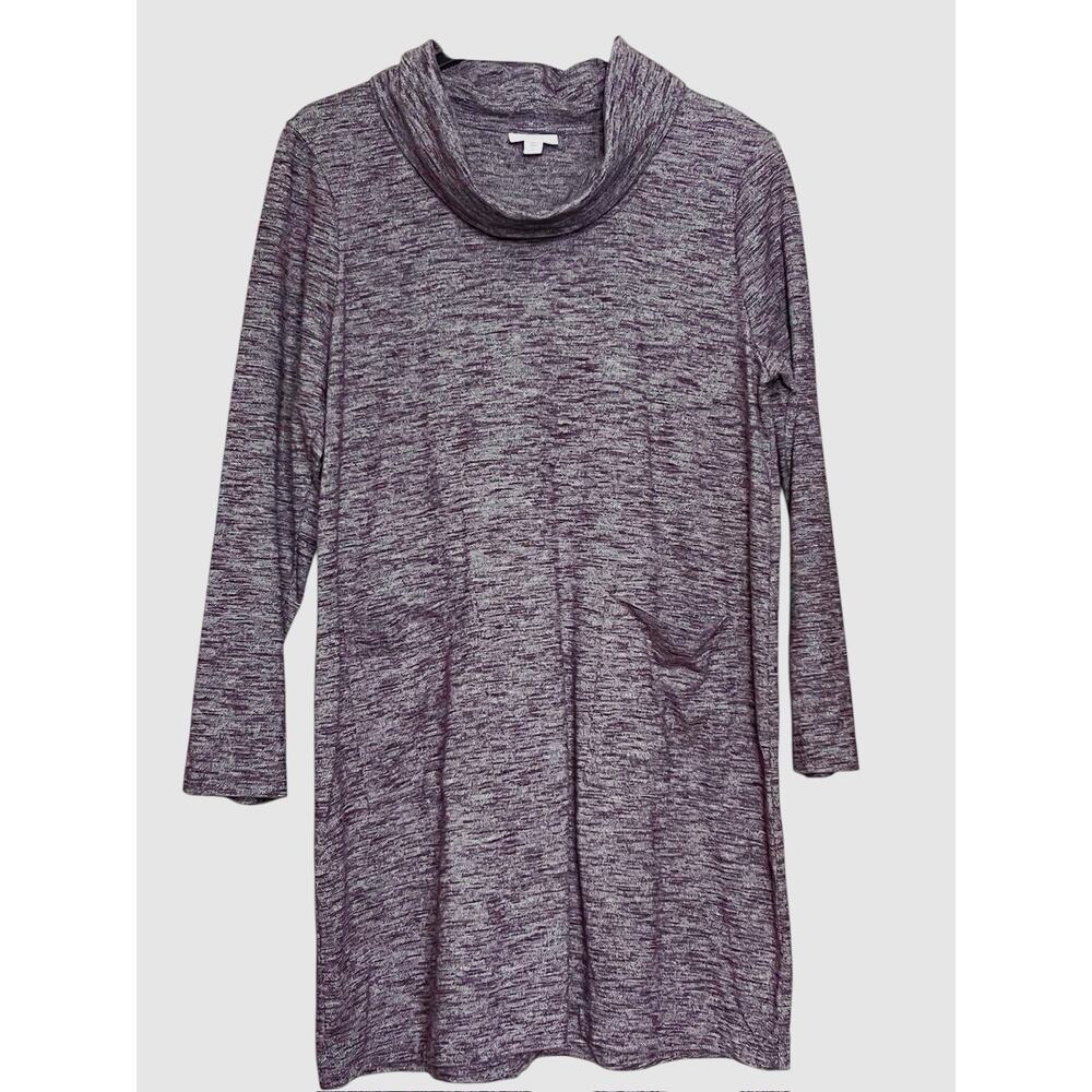 J JILL PURE JILL HEATHERED PURPLE TUNIC ALINE KNIT STRETCH DRESS PETITES SIZE L